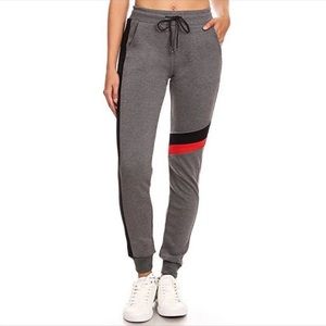 Gray joggers drawstring sweat pants with pockets
